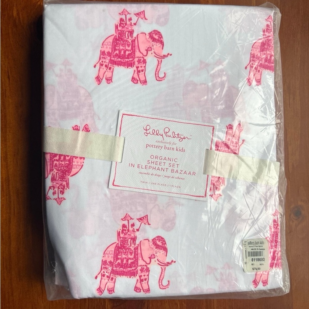Pottery Barn Kids Organic Sheet Set in Pink Elephant Bazaar